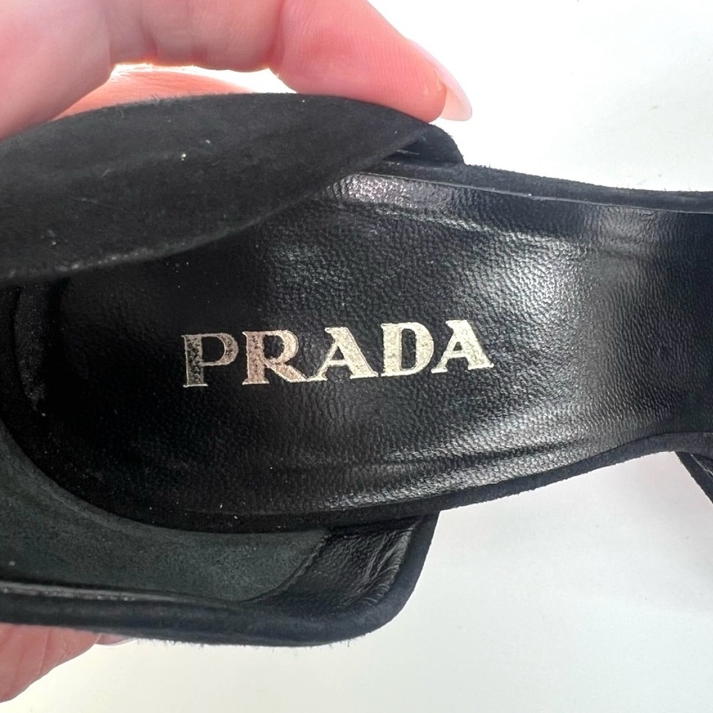Vintage Prada Black Suede Peeptoe Stiletto Pumps D’Orsay Style Size 39 US 9 Nine - Picture 7 of 10